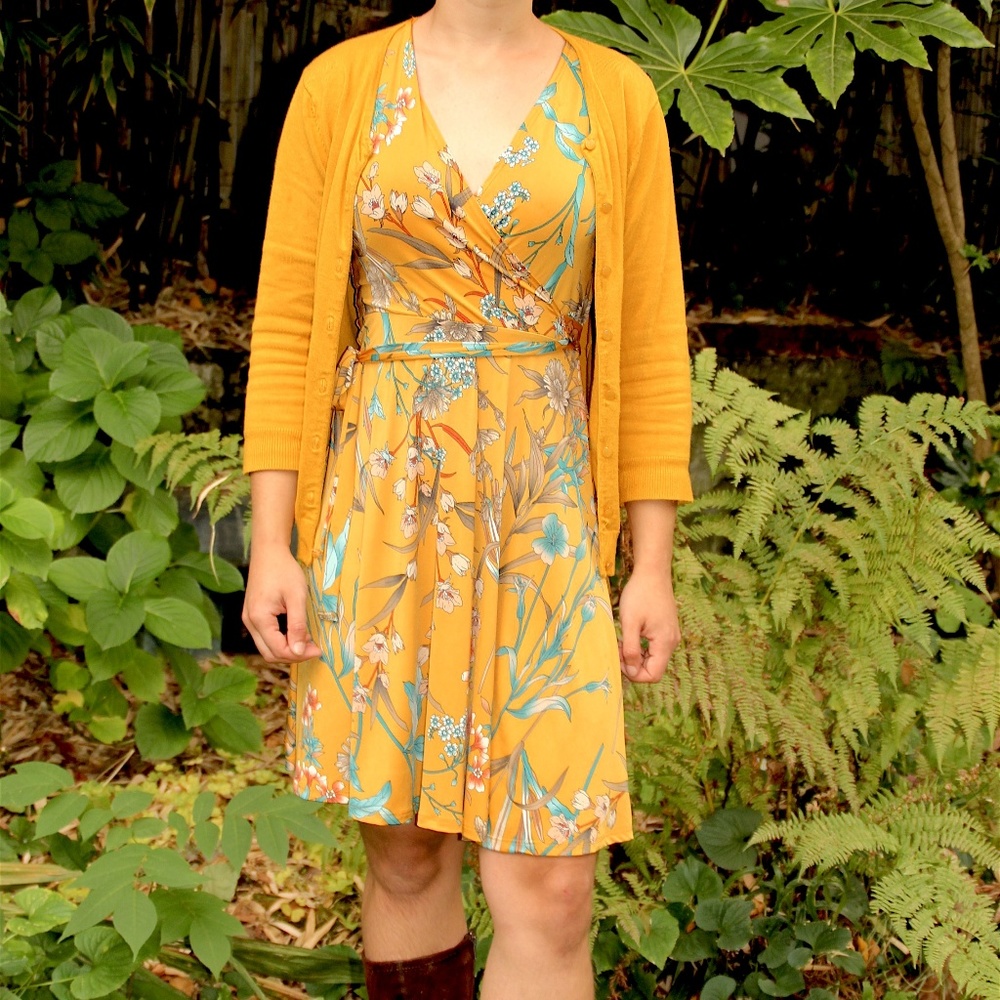 Wrap Dress in fall harvest color! So Flattering!